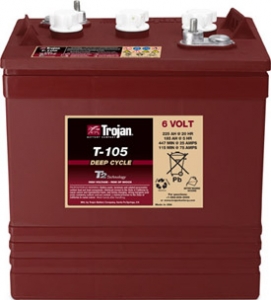 Part No. T105 Trojan 6 Volt DC 225 AMP Deep Cycle Battery